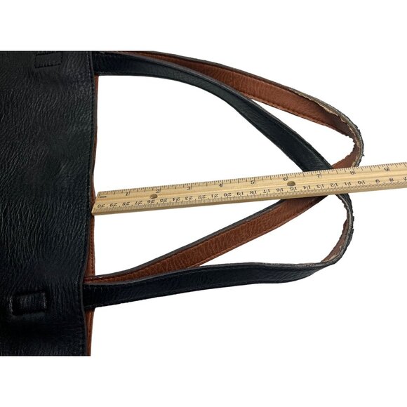 Large Black/Brown reversibleLeather Tote Bag 19x16 Inches 82c - Picture 5 of 15